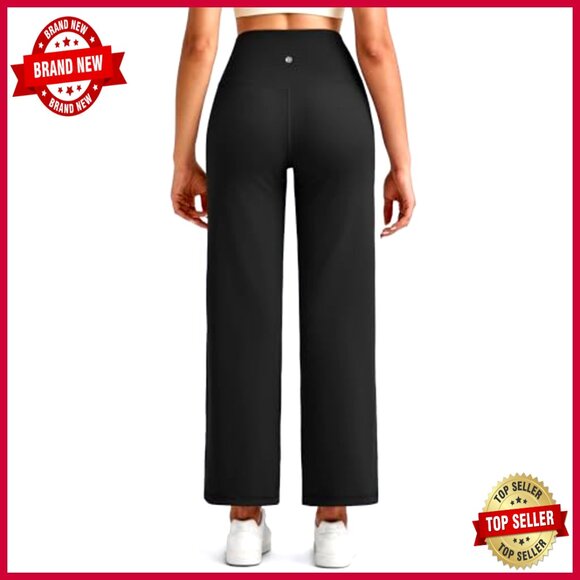 High Waist Wide Leg Yoga Pants with Pockets - Soft Stretch Ankle Length - Picture 5 of 7